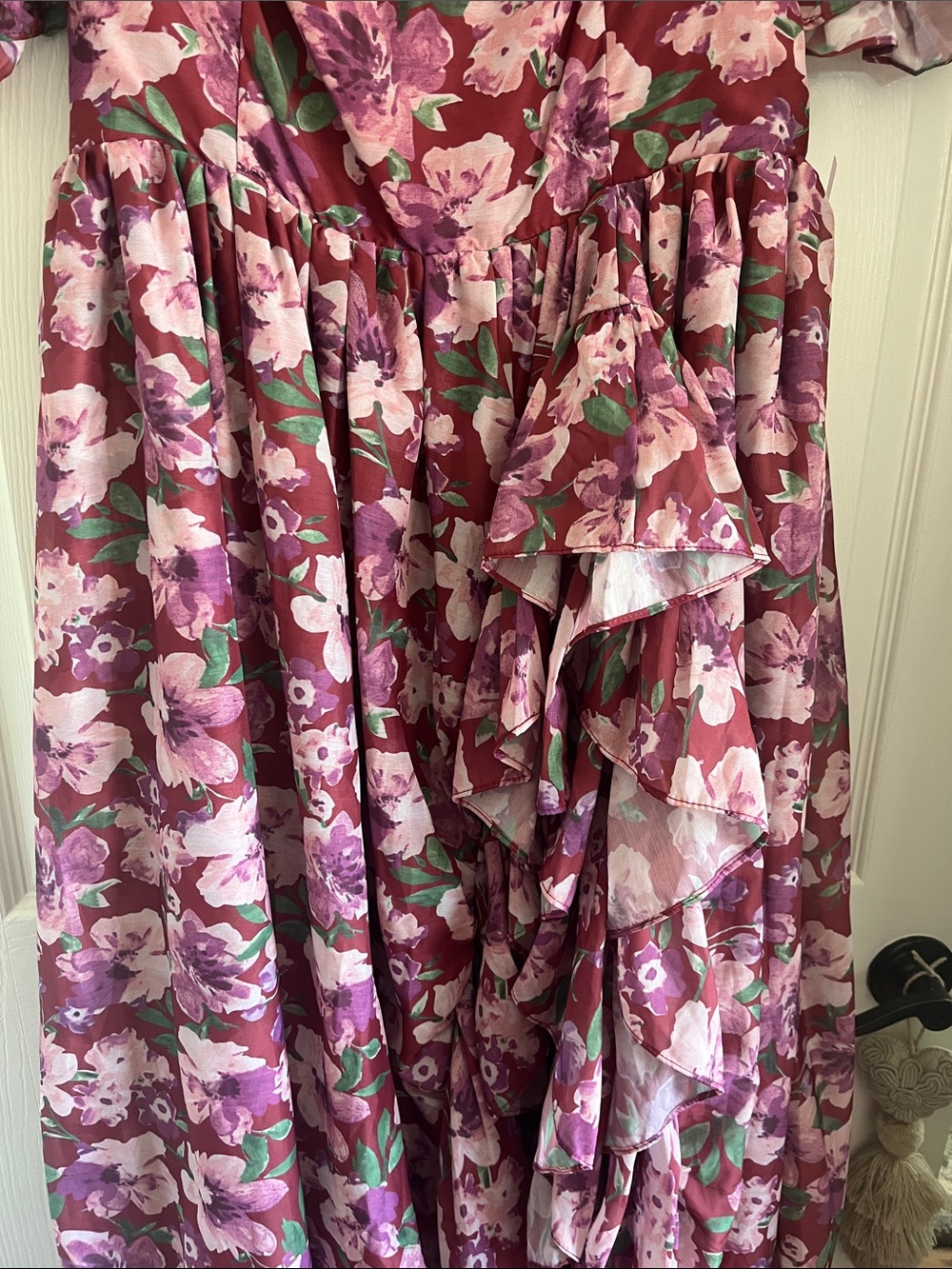 Terani Couture Pink Floral Ruffle Midi Dress - Picture 7 of 10